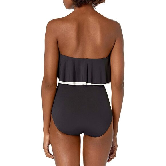 Coco Reef Womens Contours Ruffled Strapless One Piece Swimsuit,Black,34 D - Picture 4 of 4
